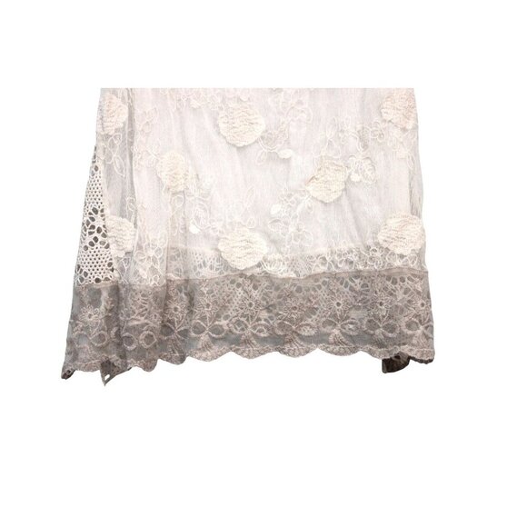 Ali Miles Tunic Blouse Size Small Ivory Floral Sheer Lace Beach Boho Lagenlook - Picture 4 of 10